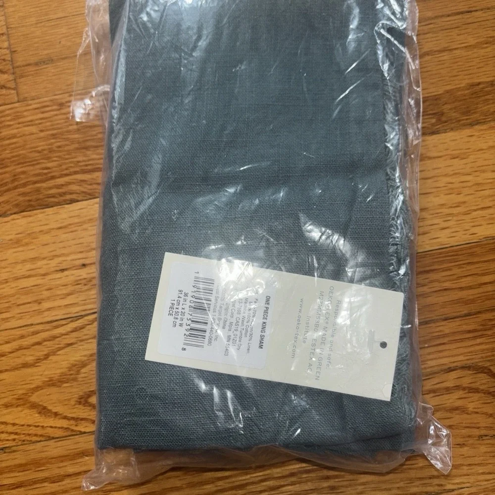 Casaluna King Pillow Sham Linen-Blend OEKO-TEX Soft Feel Teal Blue